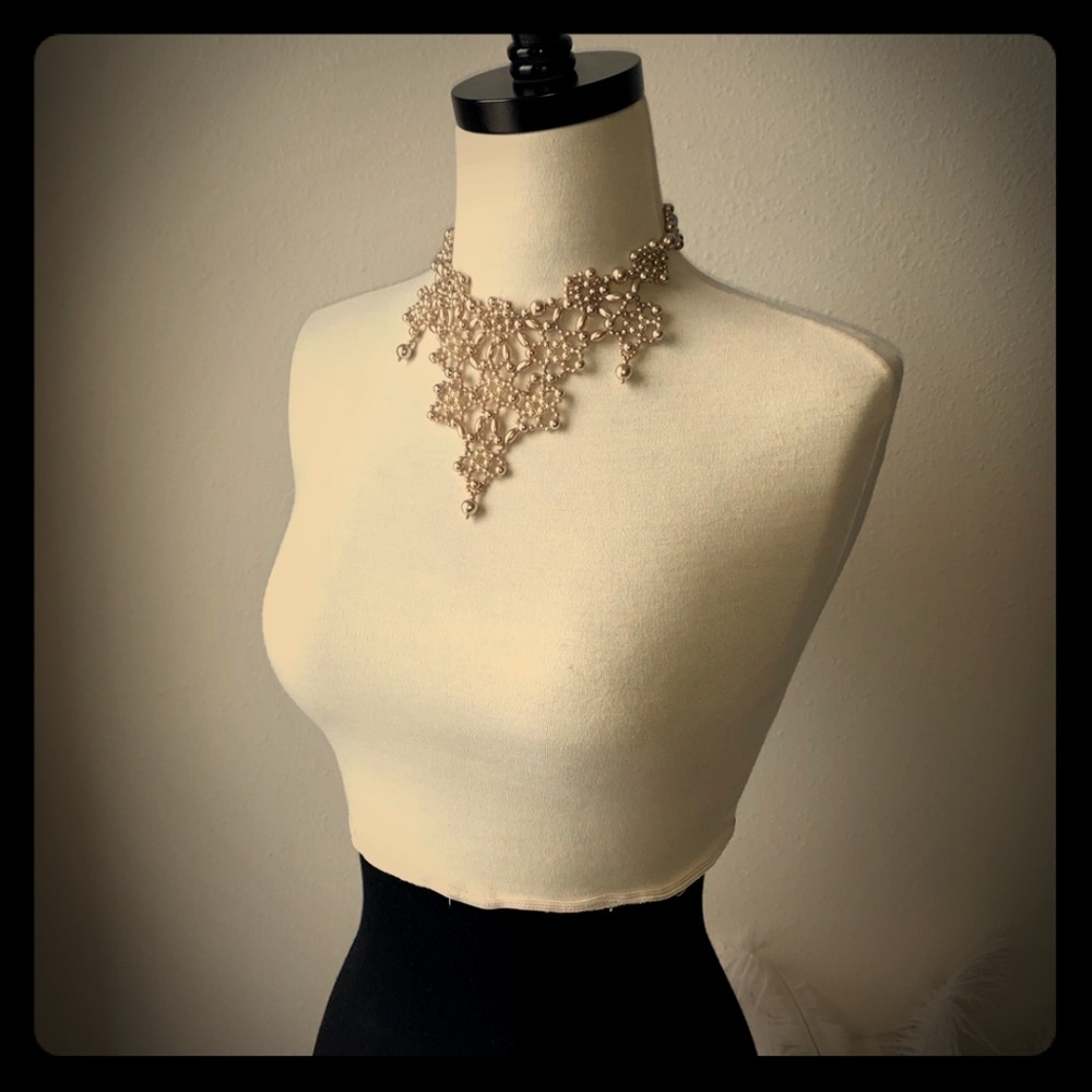 Vintage sterling glass bridal necklace